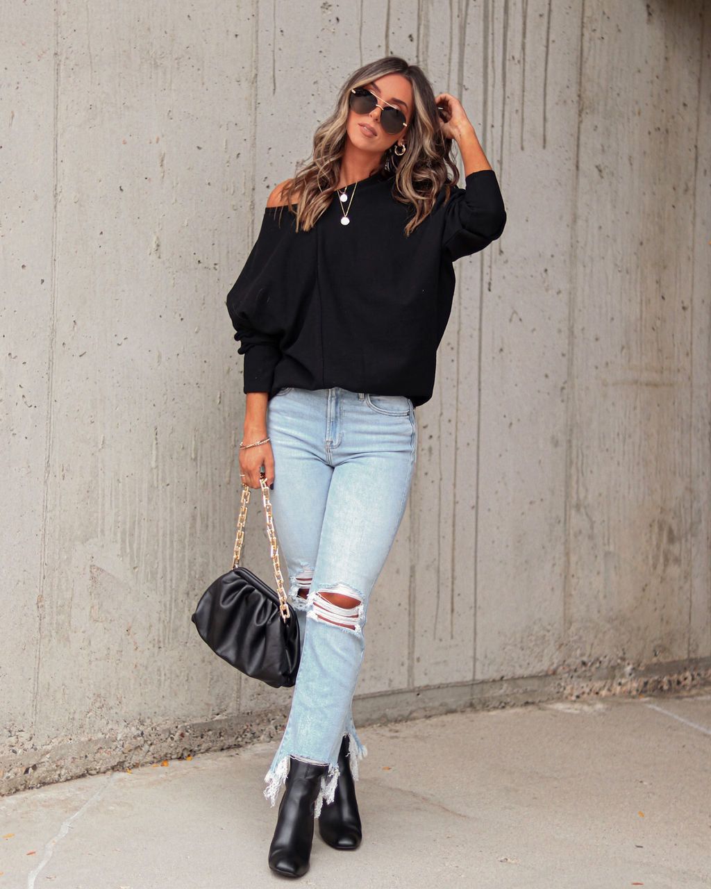 Fitch Waffle Knit Dolman Long Sleeve Top sold by Vici