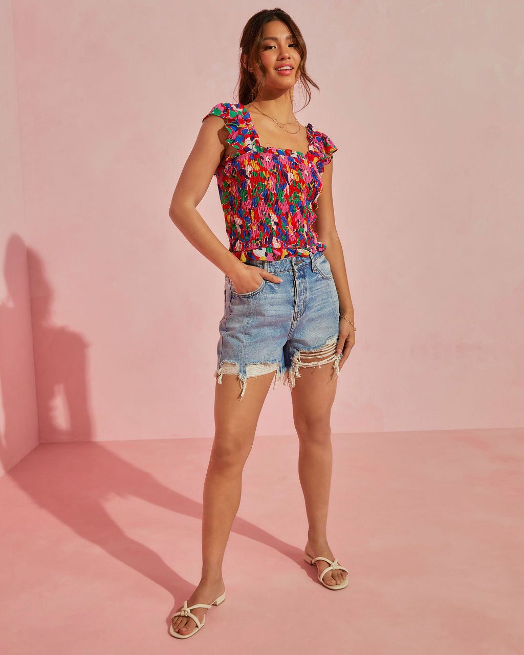 Work Of Art Smocked Flutter Sleeve Top - FINAL SALE sold by Vici product image thumbnail 5