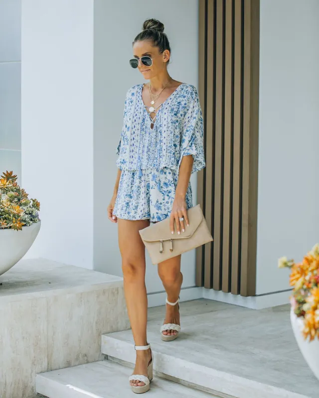 Zane Floral Lace Up Tassel Romper sold by Vici