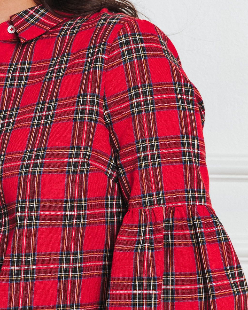 Gift For Me Plaid Puff Sleeve Button Down Top sold by Vici product image thumbnail 2