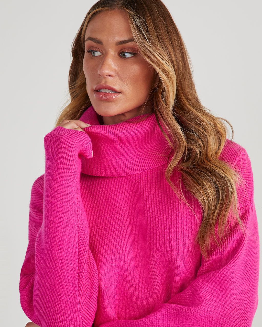 Latte Lover Turtleneck Knit Sweater - Hot Pink sold by Vici product image thumbnail 3