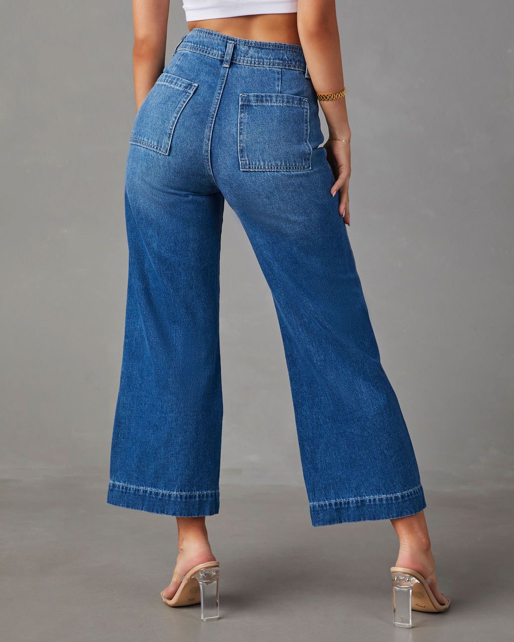 Amir Wide Leg Denim Trousers - Dark Wash sold by Vici product image thumbnail 4