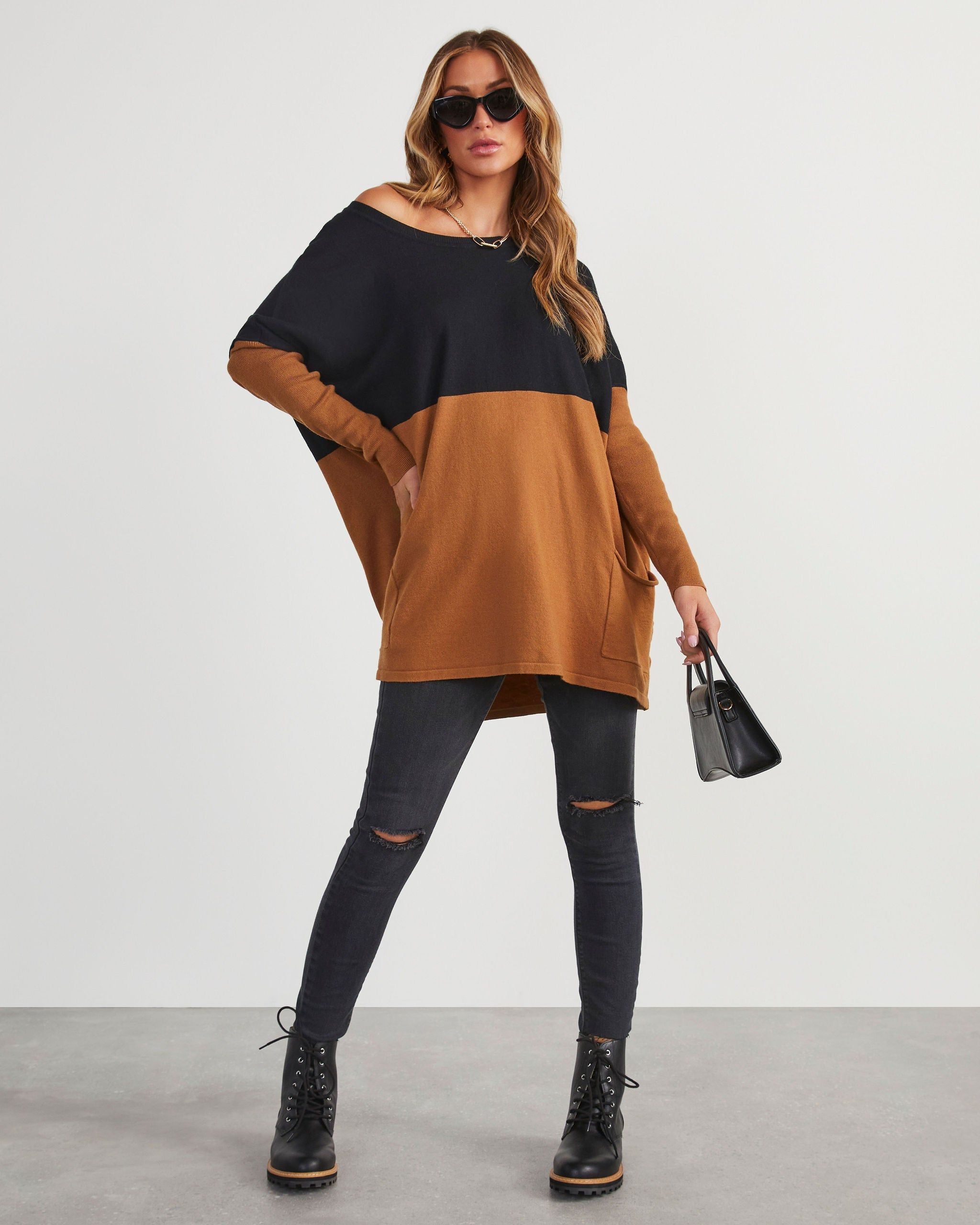 Very Special Pocketed Colorblock Knit Sweater sold by Vici product image thumbnail 2