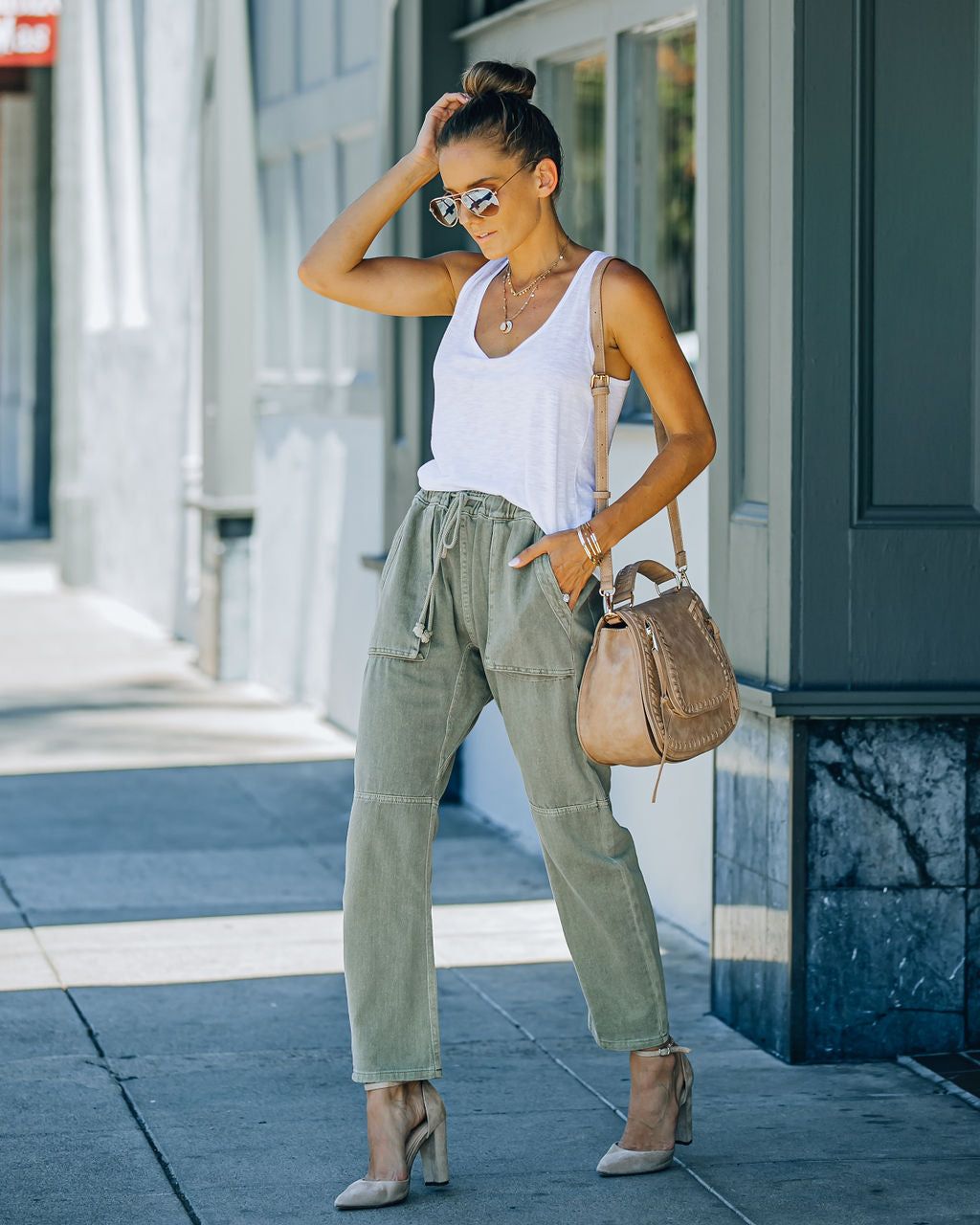 Kava Pocketed Denim Joggers - Olive - FINAL SALE sold by Vici product image thumbnail 3