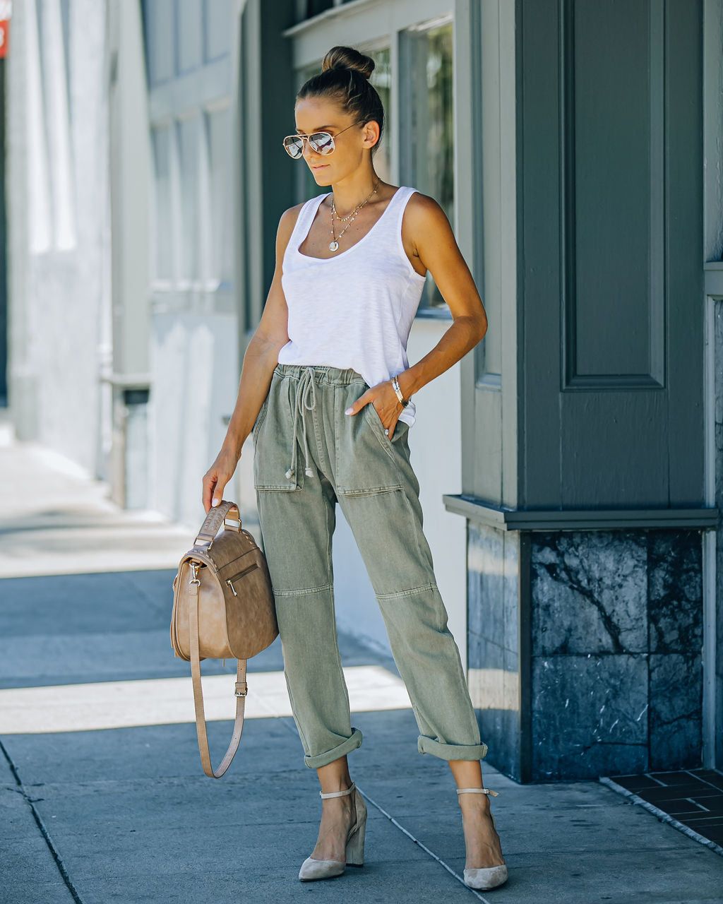 Kava Pocketed Denim Joggers - Olive - FINAL SALE sold by Vici product image thumbnail 11