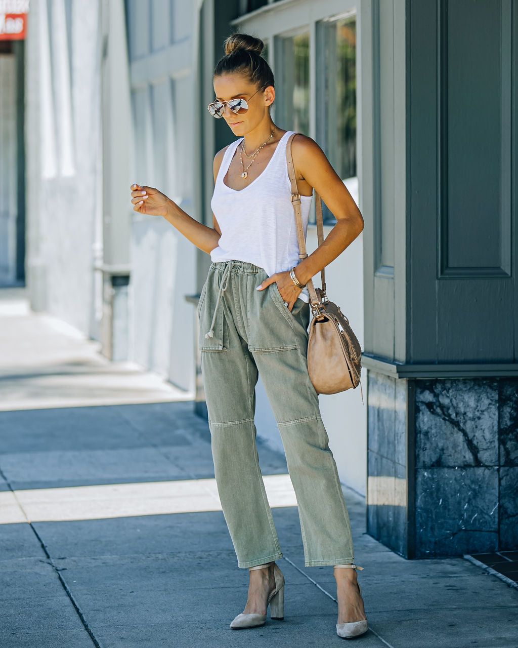 Kava Pocketed Denim Joggers - Olive - FINAL SALE sold by Vici product image thumbnail 10