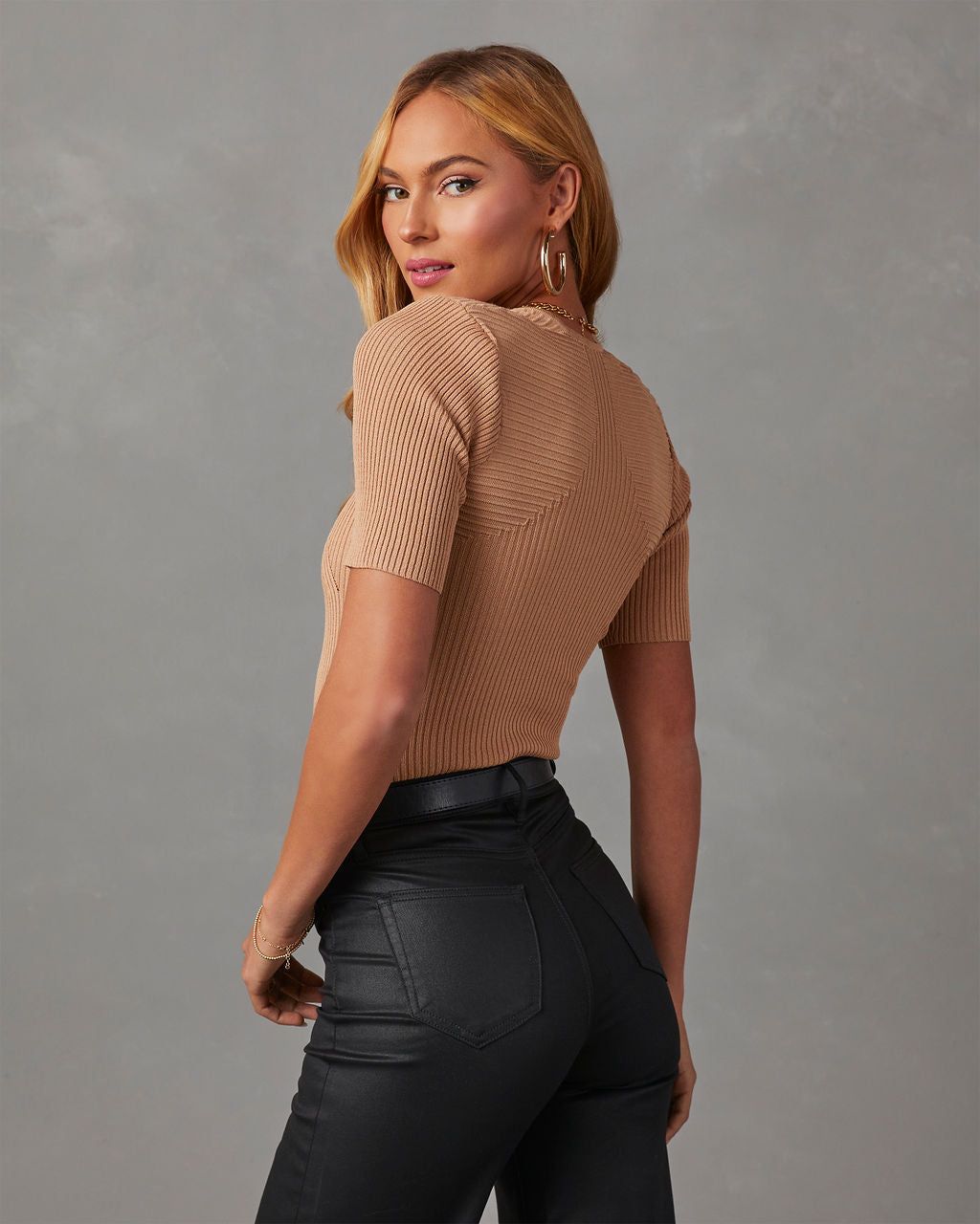 Katelyn Sweater Knit Crop Top - Camel sold by Vici product image thumbnail 4