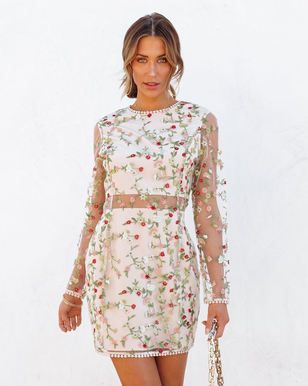 Say It With Flowers Sheer Embroidered Mini Dress - LAST CHANCE sold by Vici product image thumbnail 7