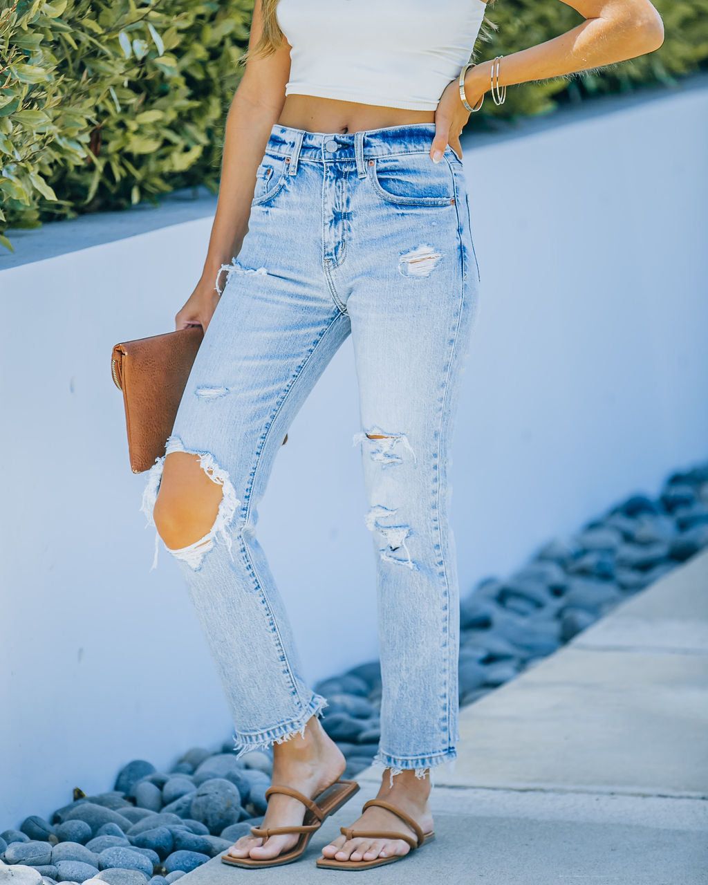 Straight Up High Rise Distressed Denim - FINAL SALE sold by Vici product image thumbnail 7