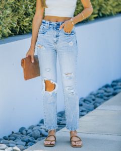 Straight Up High Rise Distressed Denim - FINAL SALE sold by Vici