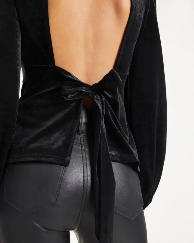 On Another Level Velvet Tie Back Top sold by Vici