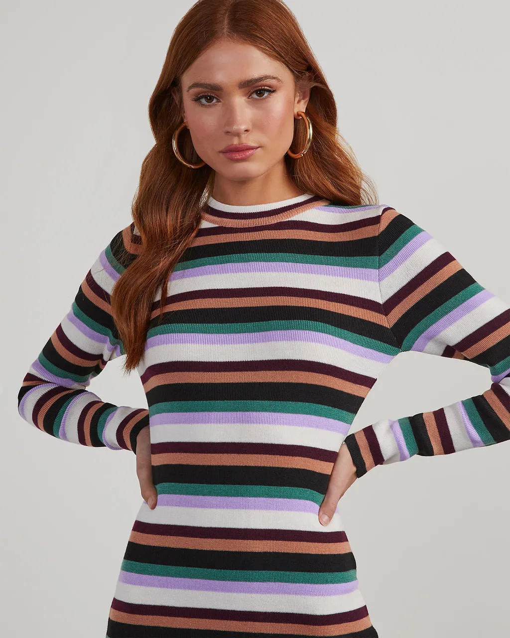 Fashionably Educated Striped Knit Mini Dress sold by Vici product image thumbnail 2