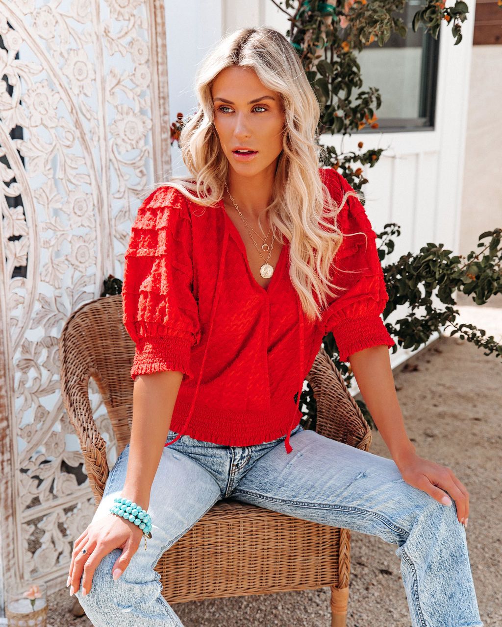 Anthem Cotton Textured Blouse - Red - FINAL SALE sold by Vici product image thumbnail 8