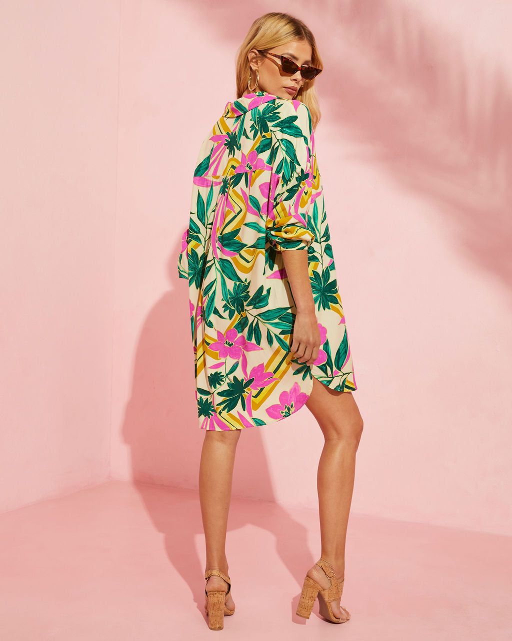 Tropical State Of Mind Button Down Shirt Dress sold by Vici product image thumbnail 2