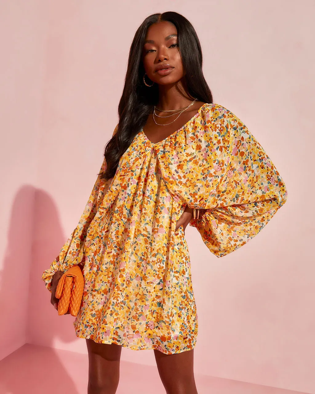 Chantelle Floral Chiffon Mini Dress sold by Vici