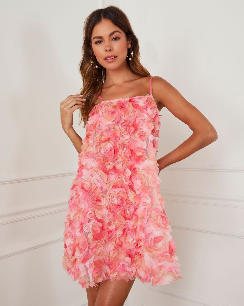 Darya Floral Embellished Mini Dress - Pink - FINAL SALE sold by Vici product image thumbnail 5