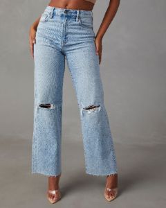 Alec High Rise Distressed Dad Jeans sold by Vici