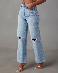 Alec High Rise Distressed Dad Jeans sold by Vici