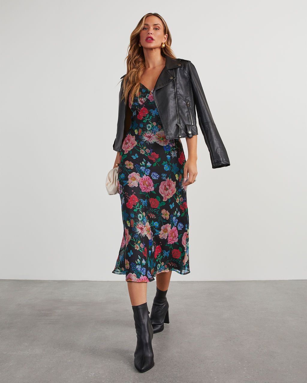 Don't Go Yet Slip Floral Midi Dress - Black sold by Vici product image thumbnail 2