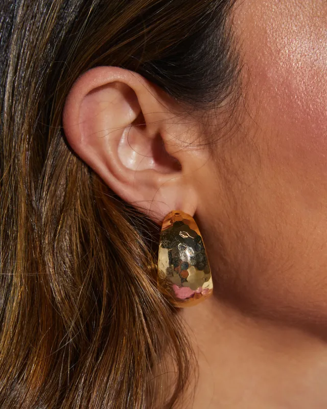 Romy Wide Hammered Hoop Earrings sold by Vici
