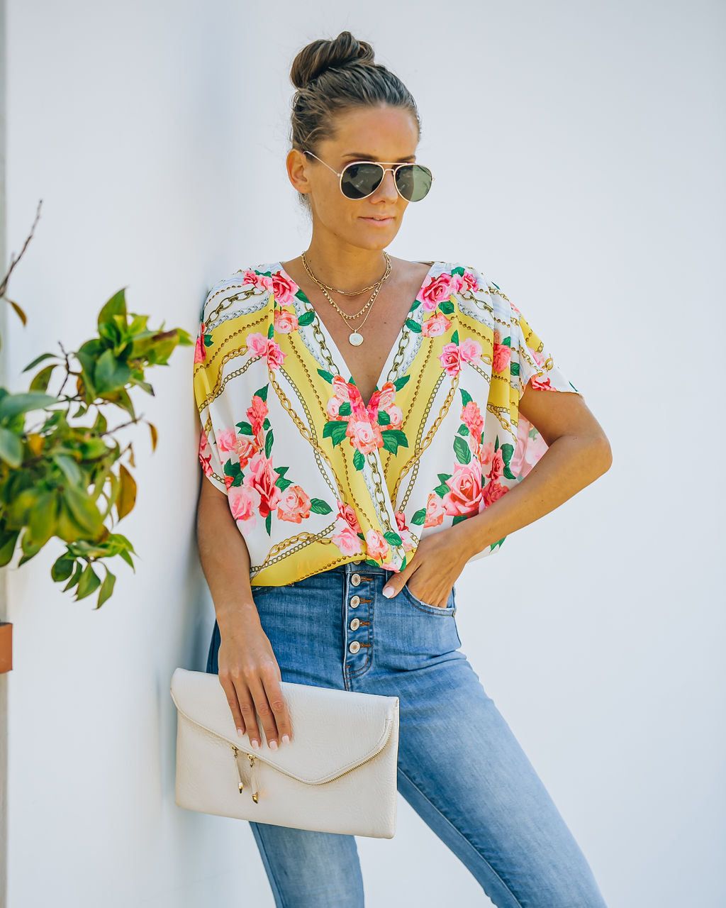 Aspire To Inspire Floral Drape Bodysuit - FINAL SALE sold by Vici product image thumbnail 3