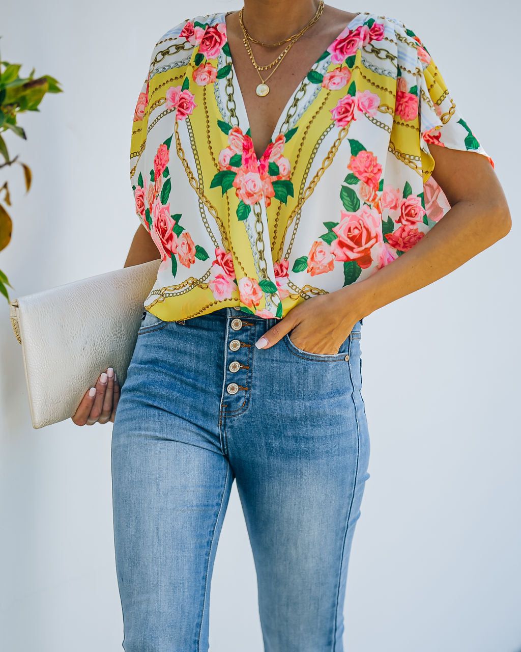 Aspire To Inspire Floral Drape Bodysuit - FINAL SALE sold by Vici product image thumbnail 6