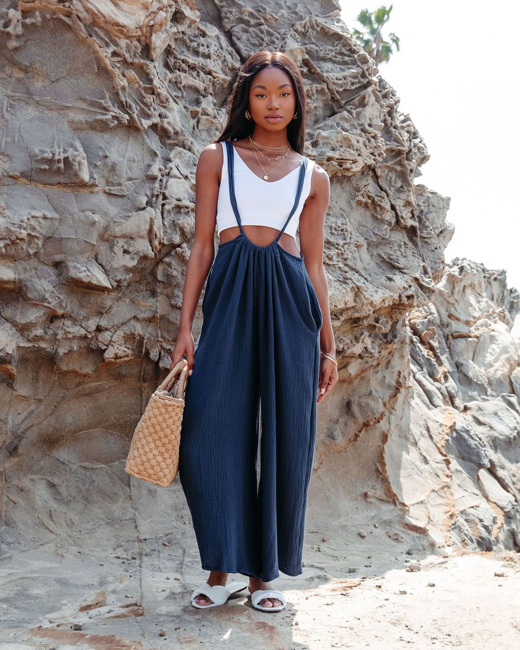 Half Moon Bay Cotton Pocketed Overalls - Navy - FINAL SALE sold by Vici