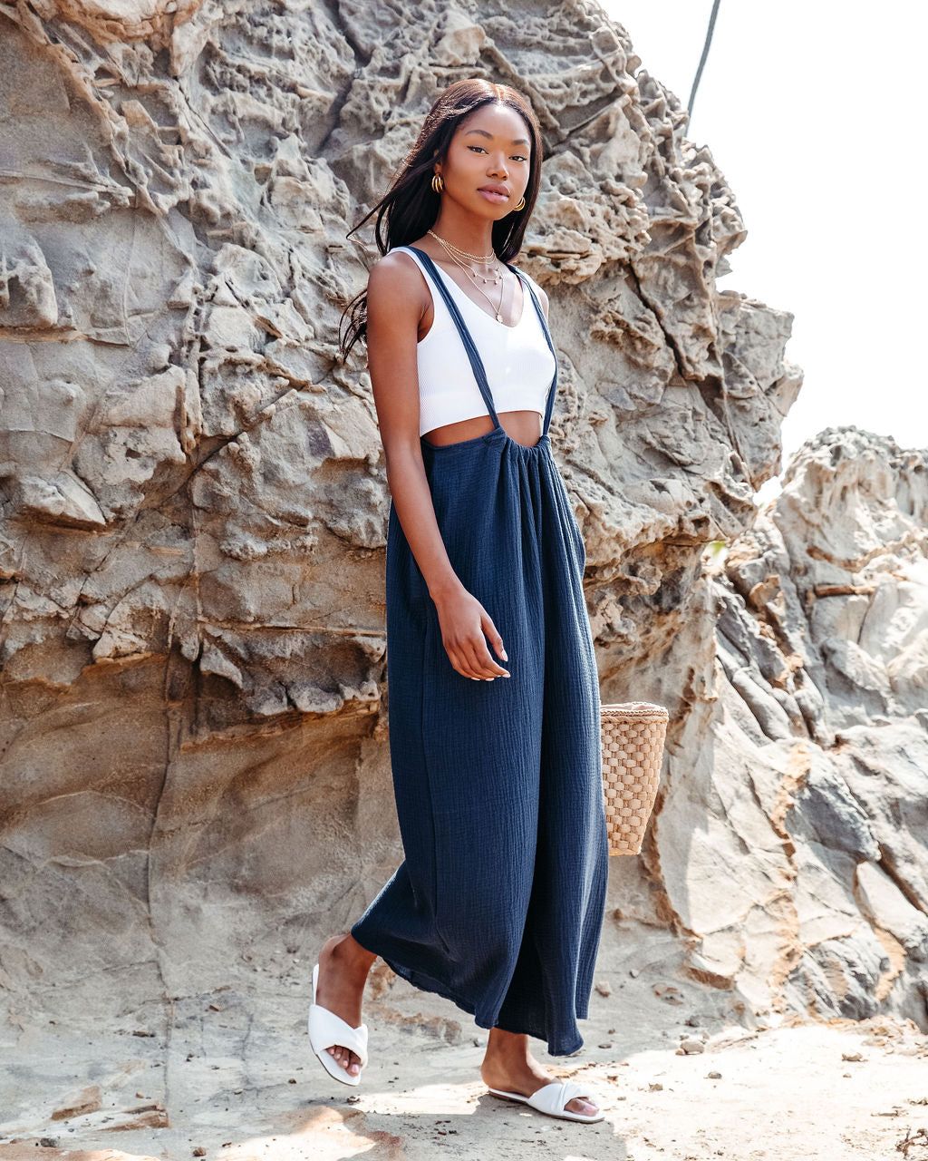 Half Moon Bay Cotton Pocketed Overalls - Navy - FINAL SALE sold by Vici product image thumbnail 5