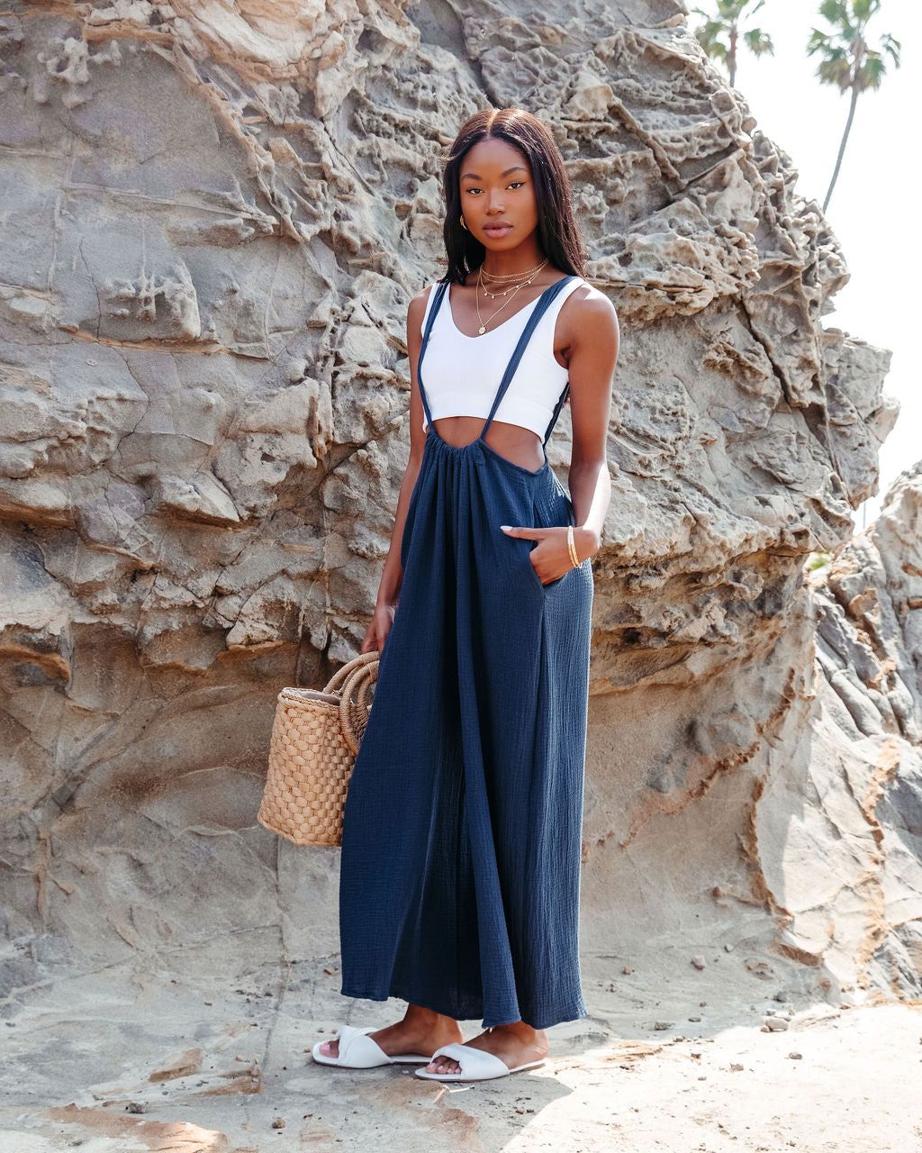 Half Moon Bay Cotton Pocketed Overalls - Navy - FINAL SALE sold by Vici product image thumbnail 7