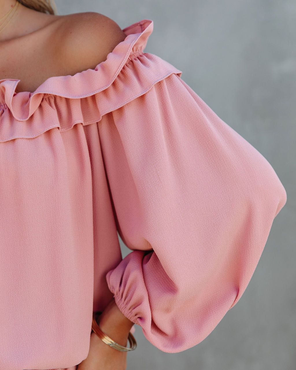 Lalette Off The Shoulder Ruffle Blouse - Foundation - FINAL SALE sold by Vici product image thumbnail 4