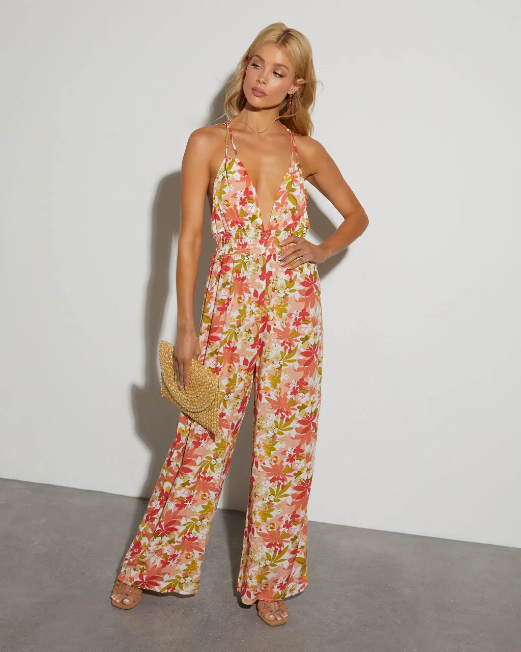 Carrie Low V-Neck Floral Jumpsuit sold by Vici product image thumbnail 2
