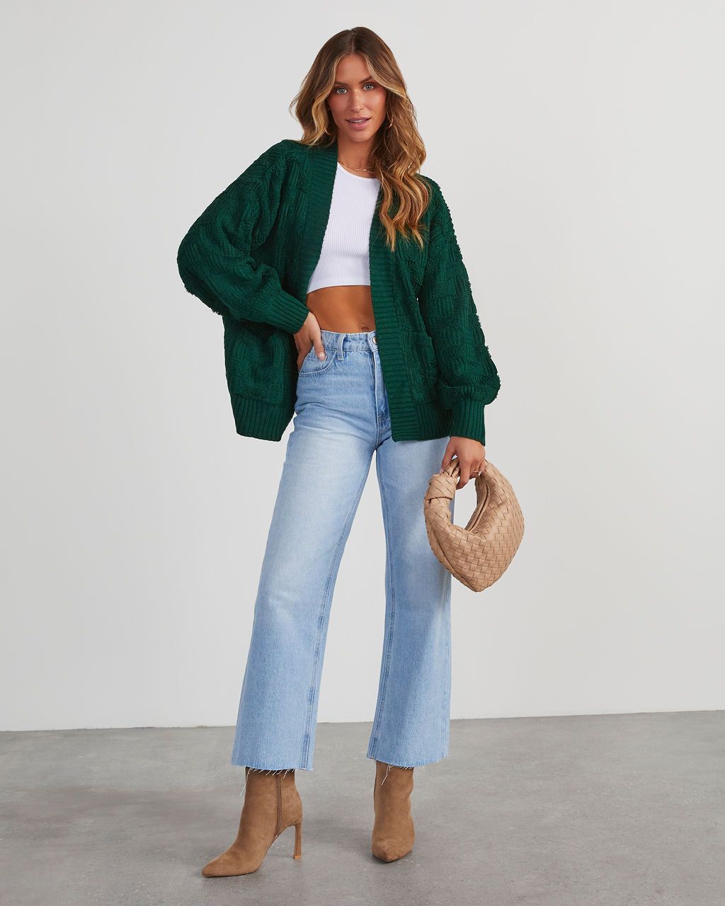 Empire Checkered Cardigan - Hunter Green sold by Vici product image thumbnail 2