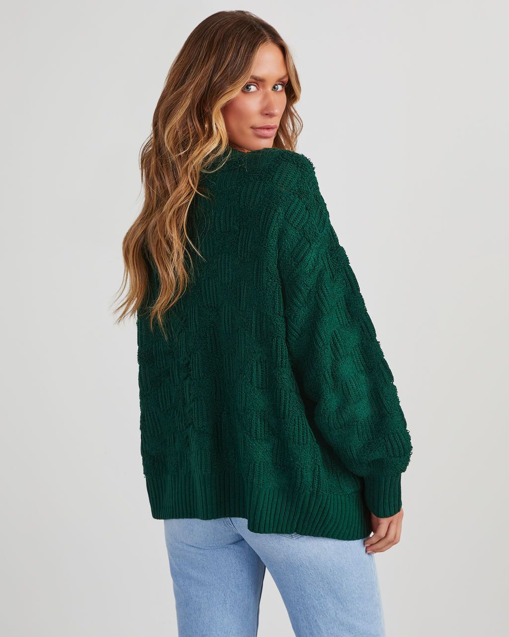 Empire Checkered Cardigan - Hunter Green sold by Vici product image thumbnail 4