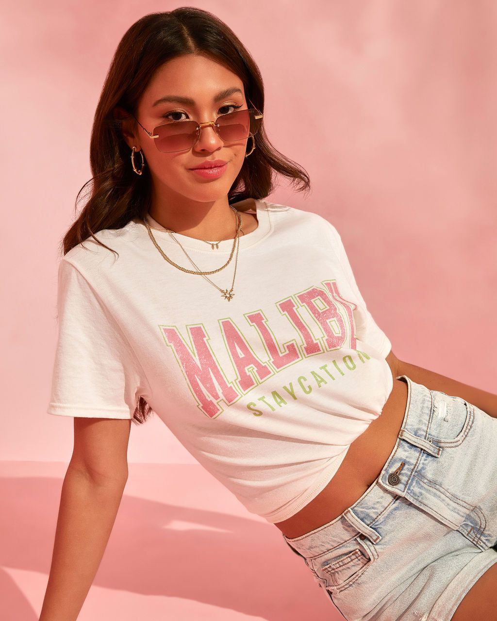Malibu Staycation Cotton Blend Tee - FINAL SALE sold by Vici product image thumbnail 7