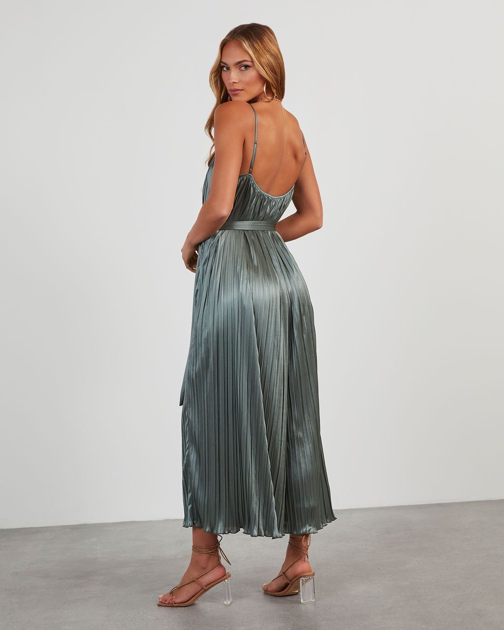 Here To Play Satin Pleated Jumpsuit sold by Vici product image thumbnail 3