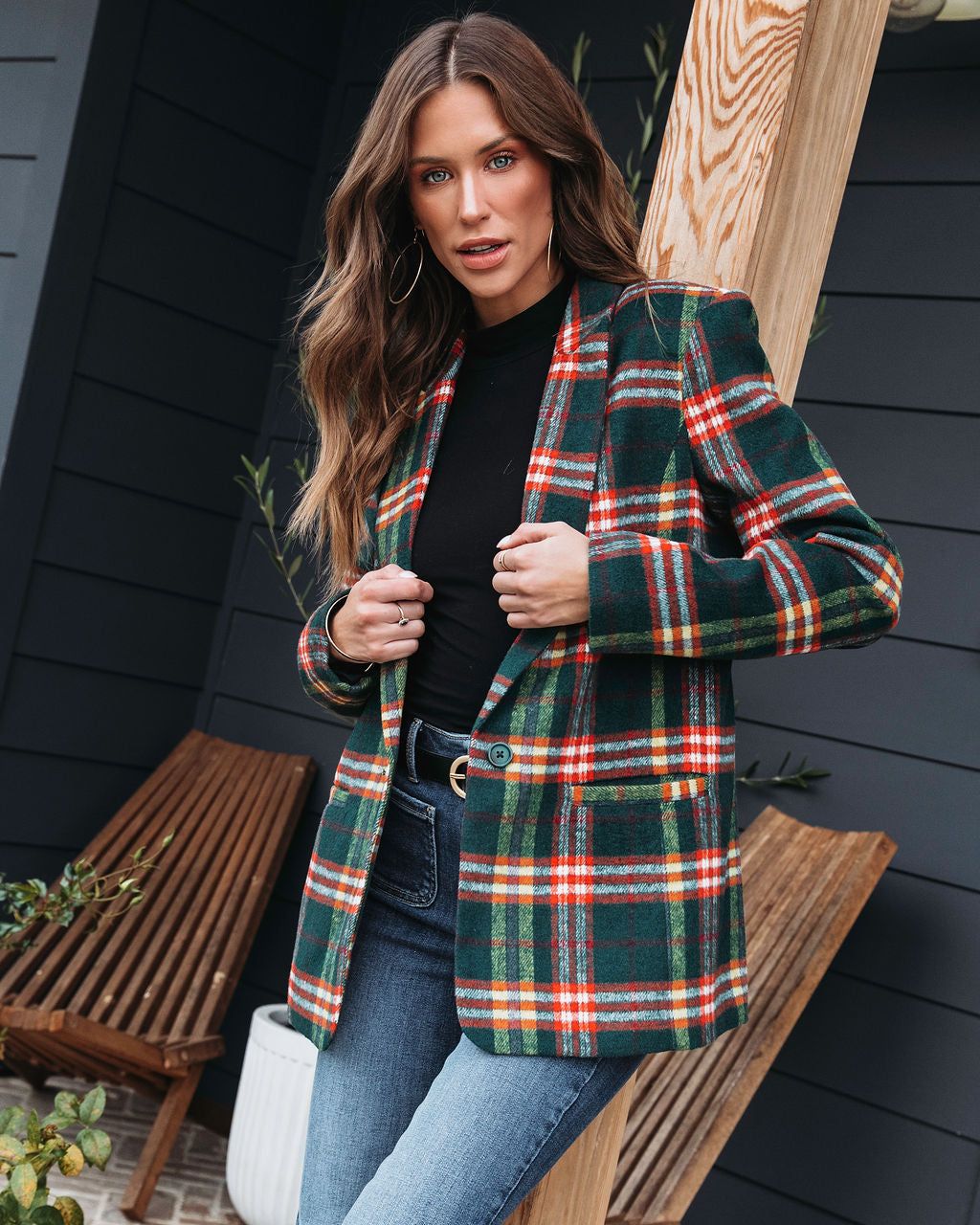 Tanya Plaid Pocketed Blazer - FINAL SALE sold by Vici product image thumbnail 7