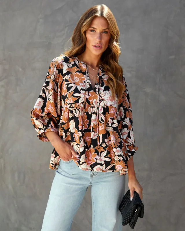 Lolo Floral Balloon Sleeve Top sold by Vici