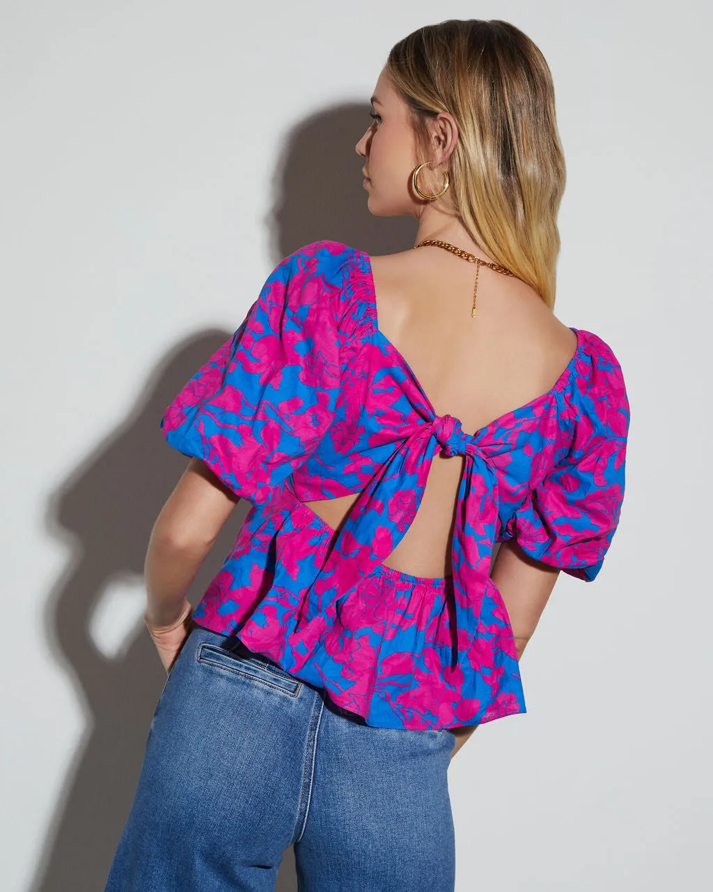 Heather Sweetheart Puff Sleeve Floral Blouse sold by Vici product image thumbnail 2