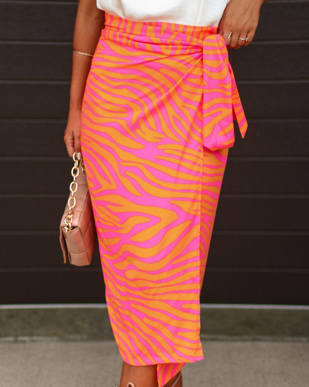 Beach Bound Side Tie Wrap Midi Skirt - Orange - SALE sold by Vici product image thumbnail 2