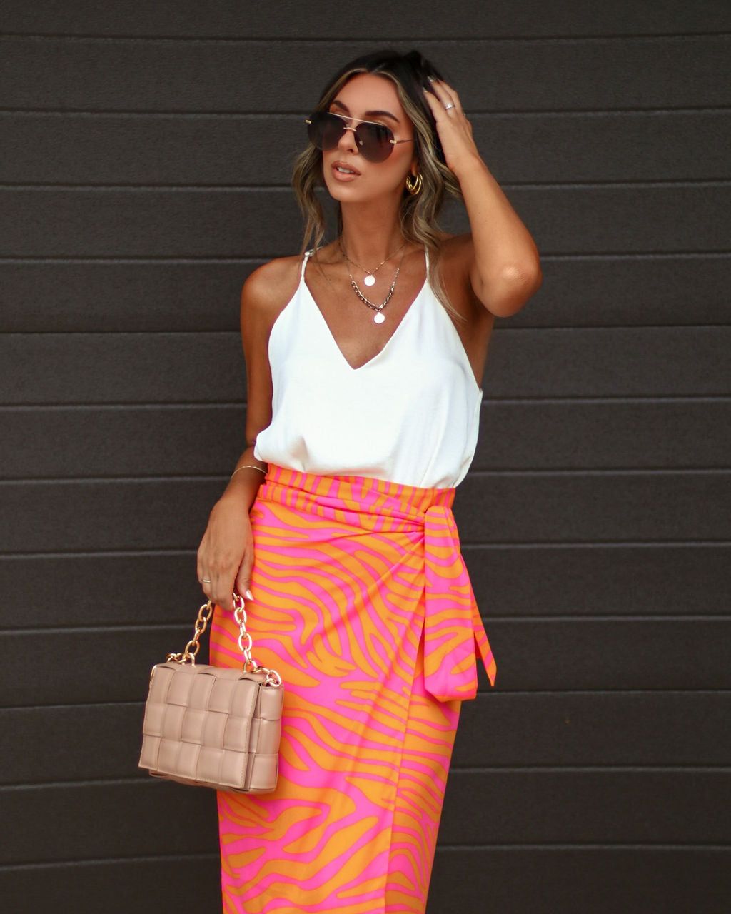 Beach Bound Side Tie Wrap Midi Skirt - Orange - SALE sold by Vici product image thumbnail 5