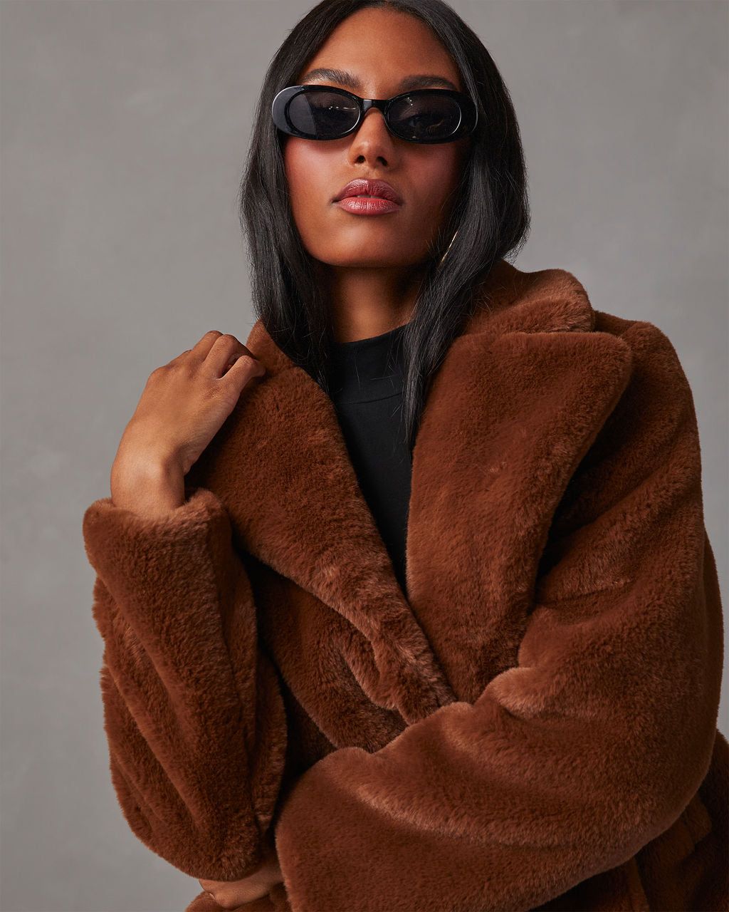 Knock Out Faux Fur Jacket - Camel sold by Vici product image thumbnail 5