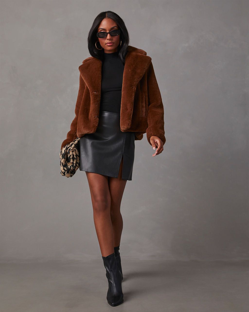 Knock Out Faux Fur Jacket - Camel sold by Vici product image thumbnail 6