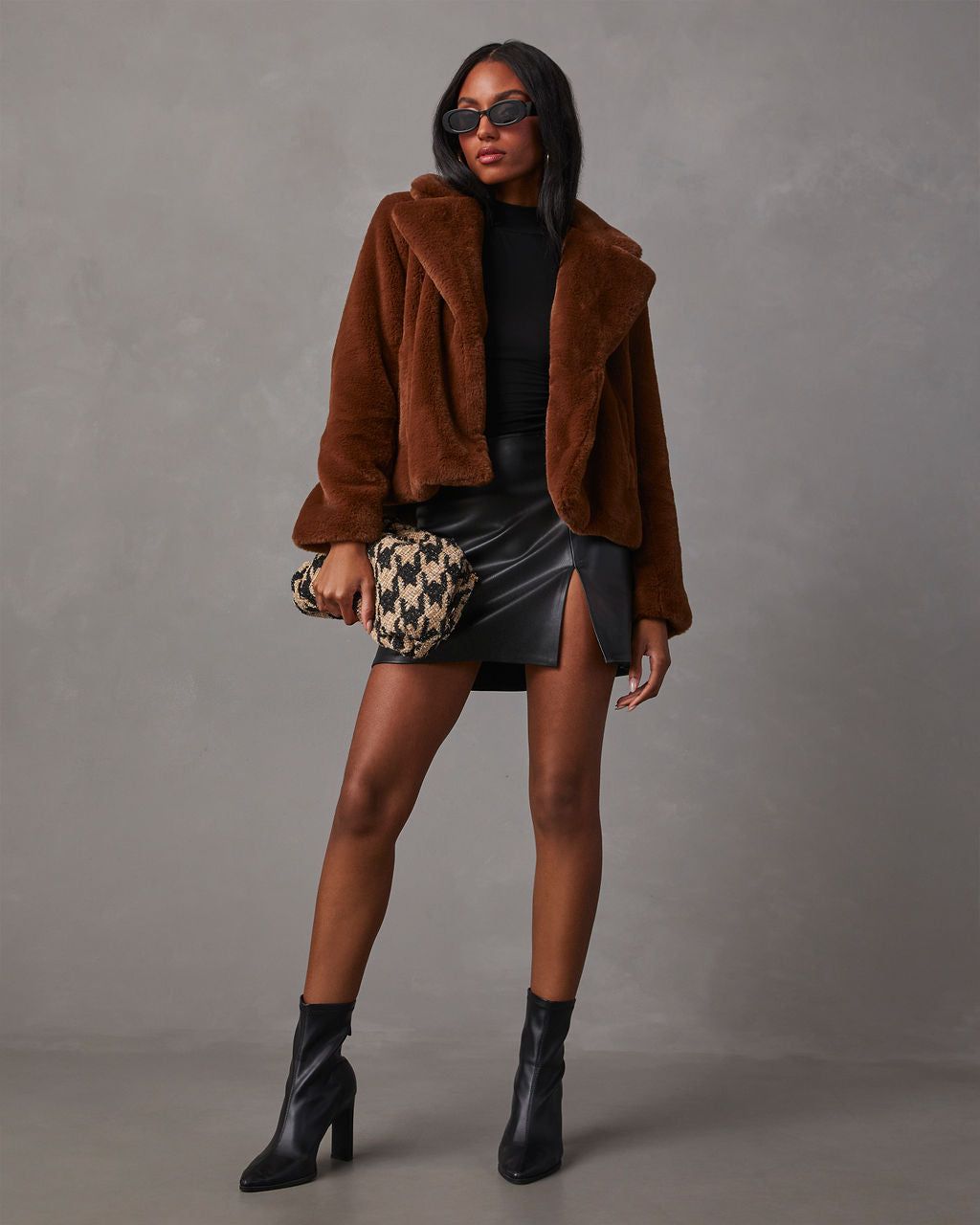 Knock Out Faux Fur Jacket - Camel sold by Vici product image thumbnail 3
