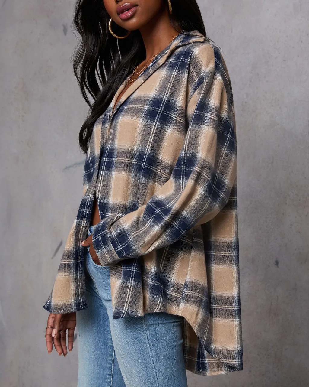 Pumpkin Patch Vibes Plaid Button Down Top sold by Vici product image thumbnail 3