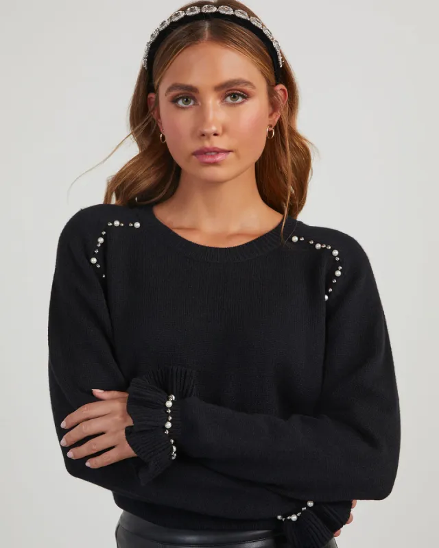 Virginia Pearl Embelished Sweater sold by Vici