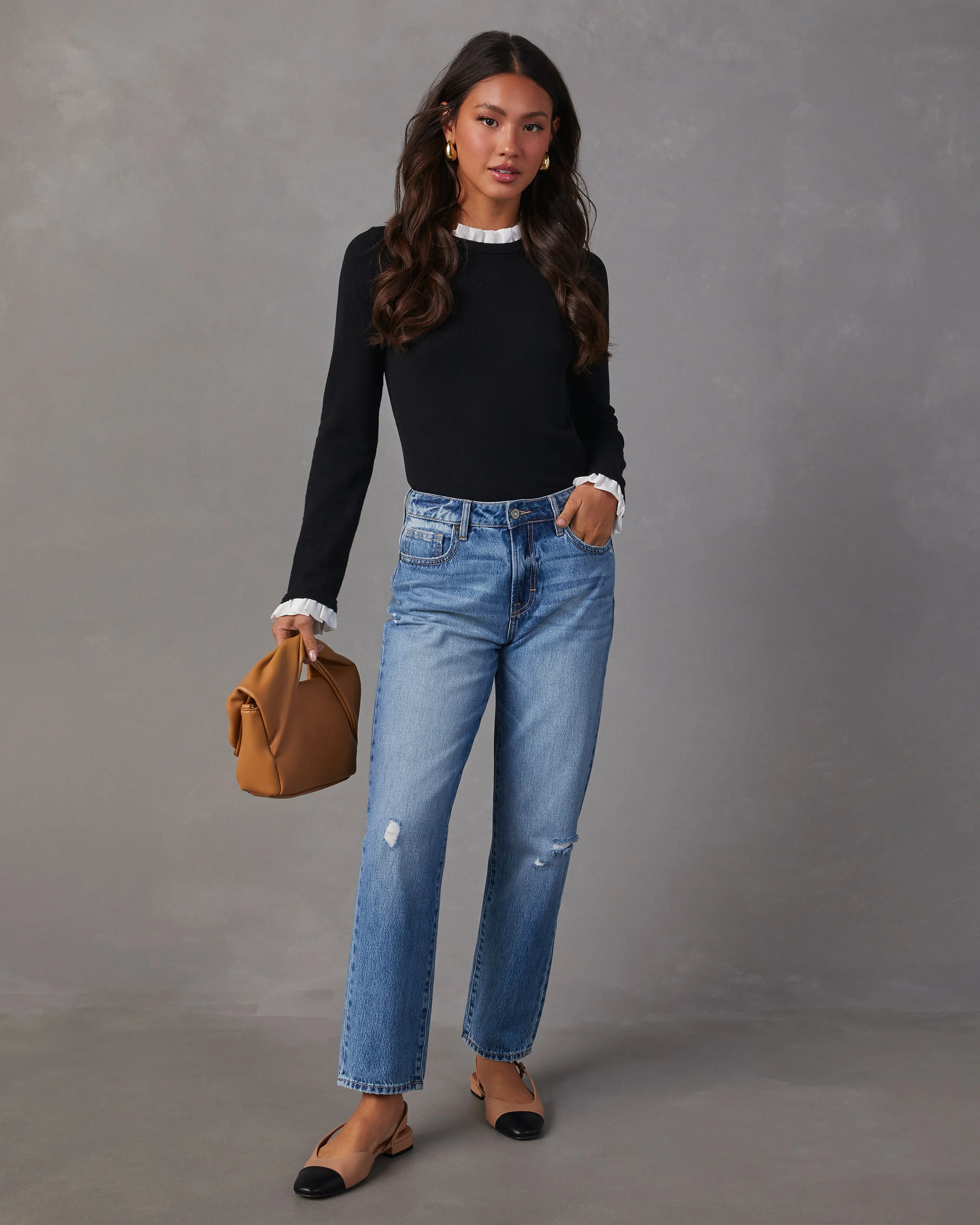 France Contrast Ruffle Sweater Top sold by Vici product image thumbnail 2