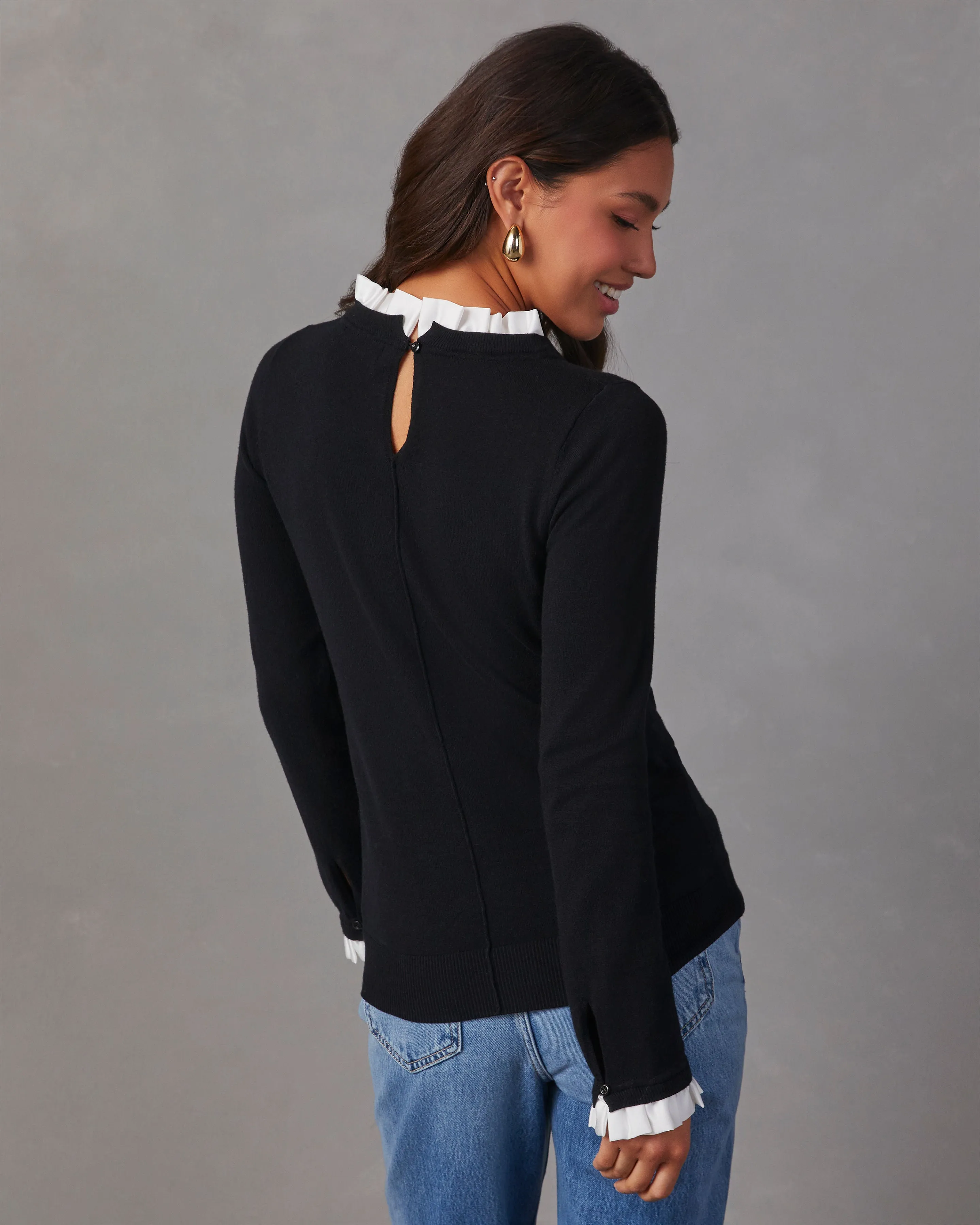 France Contrast Ruffle Sweater Top sold by Vici product image thumbnail 4