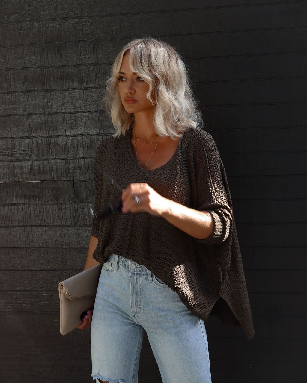 Core Aesthetic Oversized Scoop Neck Sweater - Olive sold by Vici product image thumbnail 3