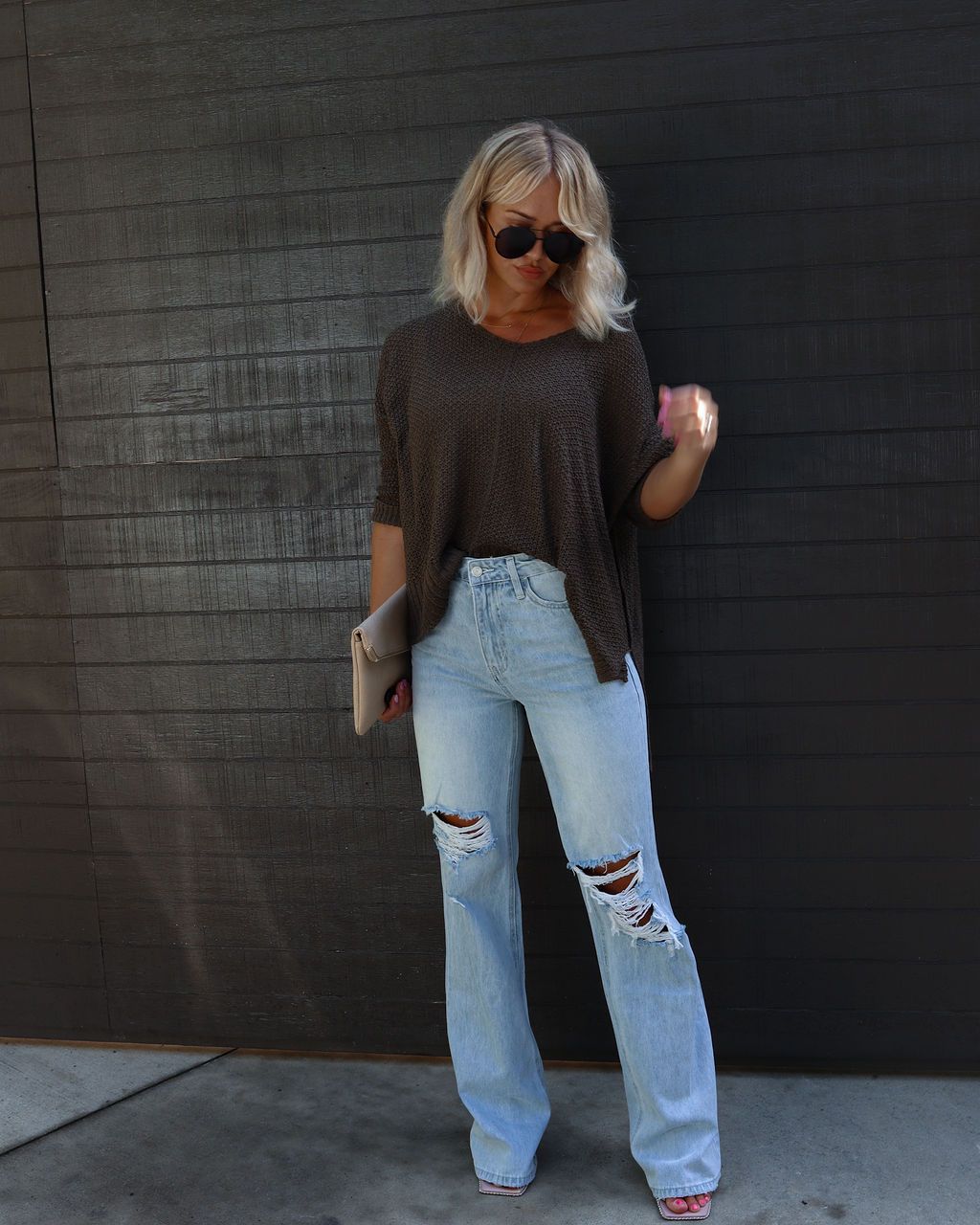 Core Aesthetic Oversized Scoop Neck Sweater - Olive sold by Vici product image thumbnail 2