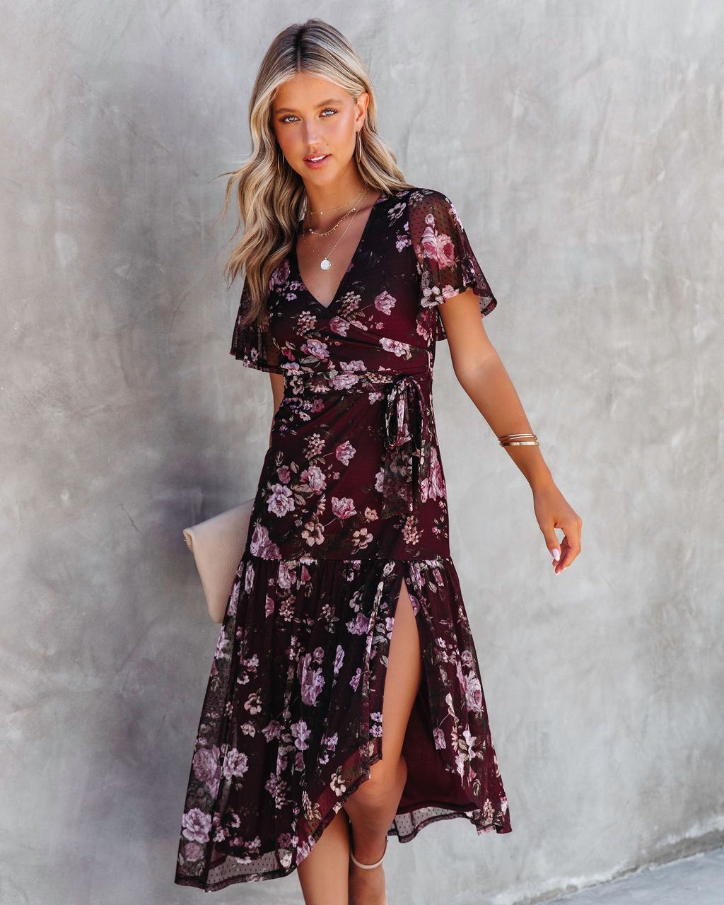 Fallen Romance Floral Ruffle Midi Dress sold by Vici product image thumbnail 3